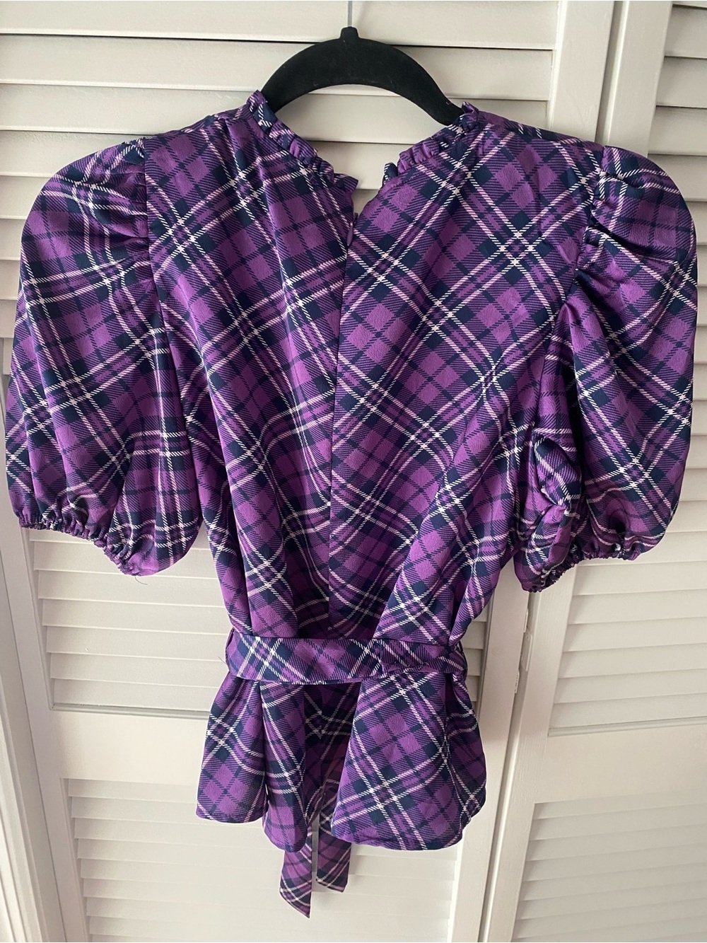Aqua Purple Plaid Peplum top‎ Size S - Picture 5 of 6